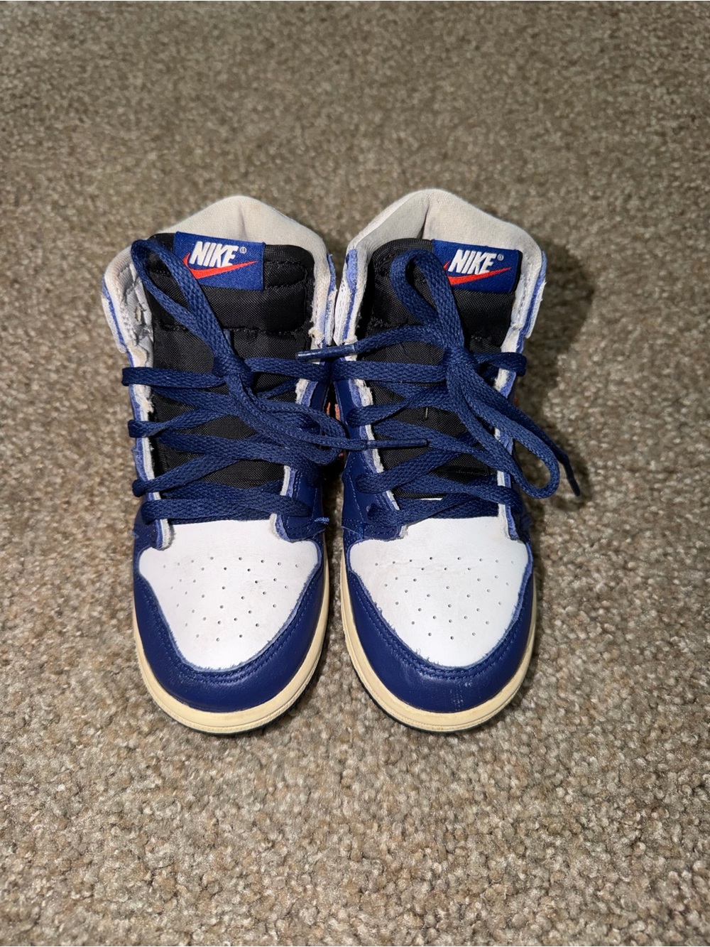 Nike Kids Blue and White High-Top Sneakers 10c